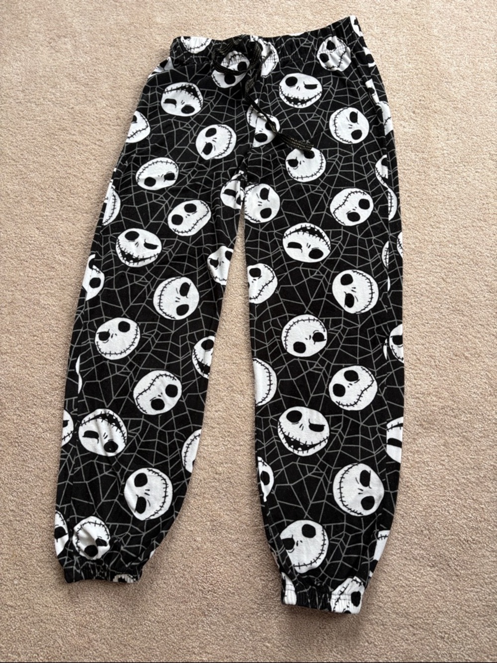 Black Jack Skellington Pattern Fleece Pajama Pants - Women's Sleepwear